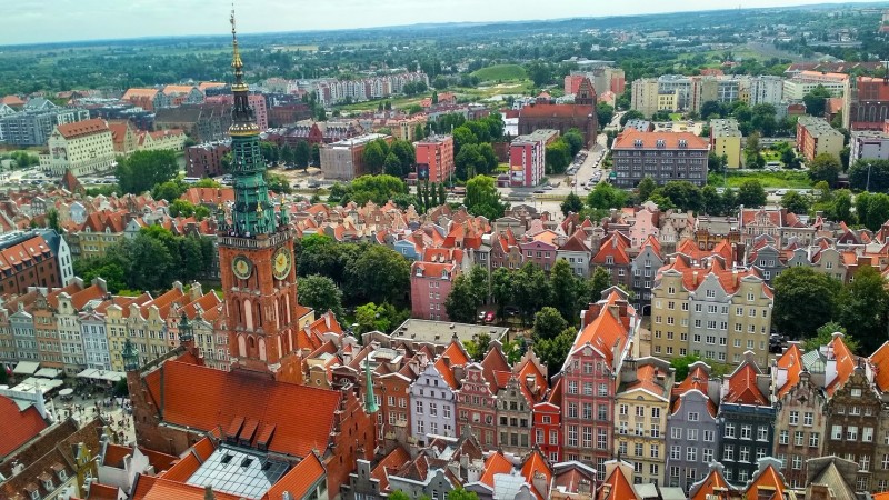 Панорама з Базиліки Маріацької в Гданську