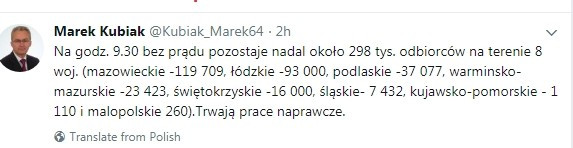 Сообщение в соцсети Twitter, пользователь Marek Kubiak